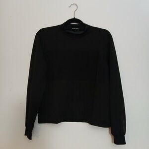 Poof NY Black Mock Neck Long Sleeve Top NWT